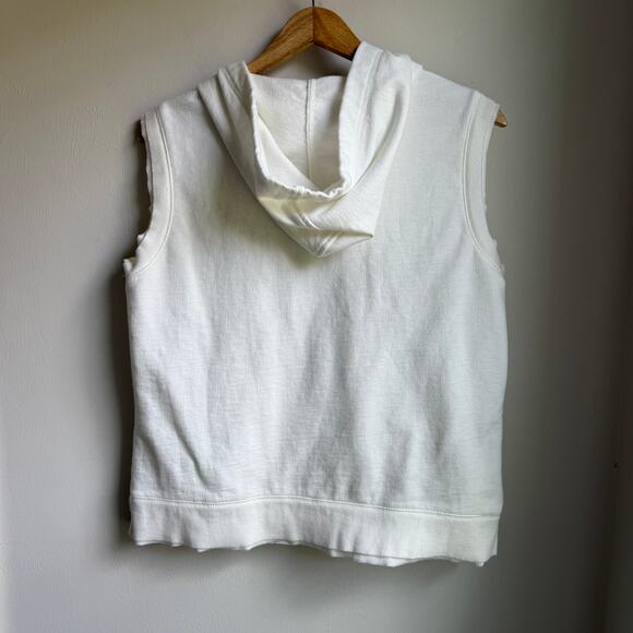 Norma Kamali White Sleeveless Zip Hoodie Vest Size L - Picture 2 of 6